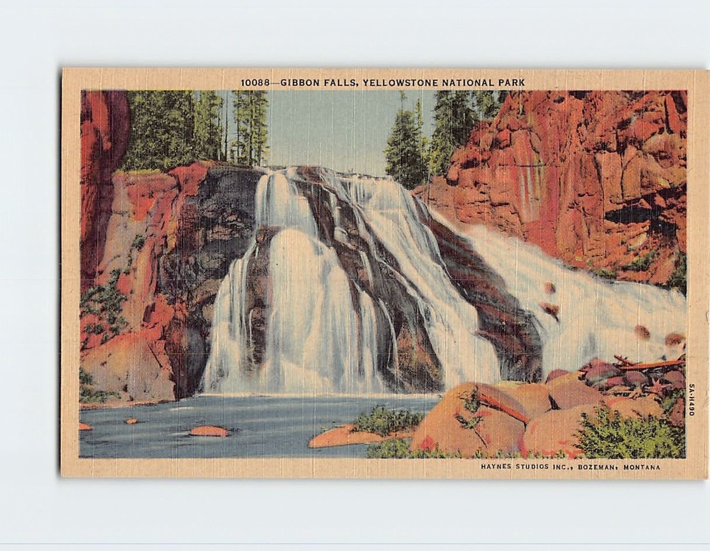 Postcard Gibbon Falls Yellowstone National Park Wyoming USA