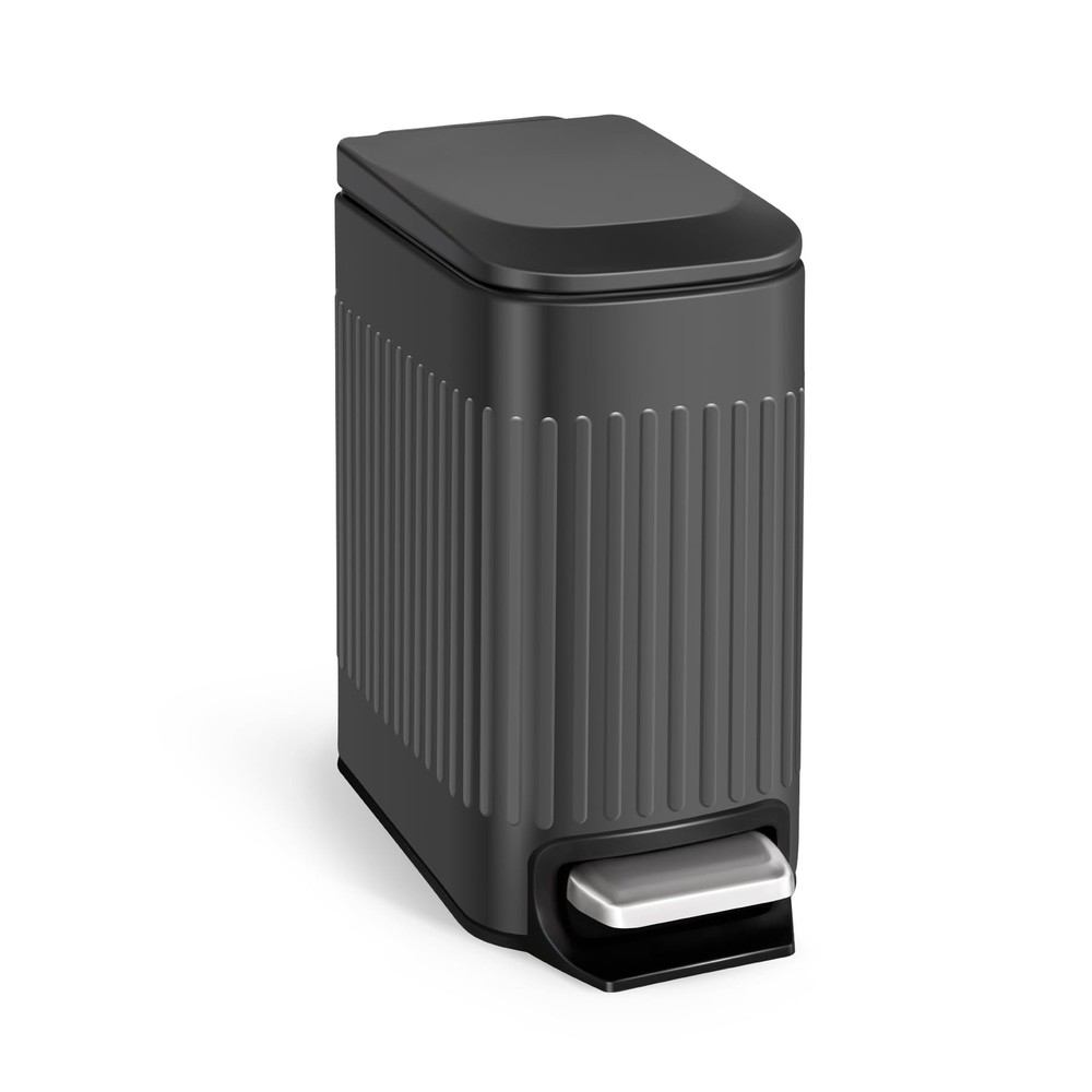 Bathroom Trash Can with Lid, 1.6 Gallon Small Metal Garbage Can with Foot Ped...