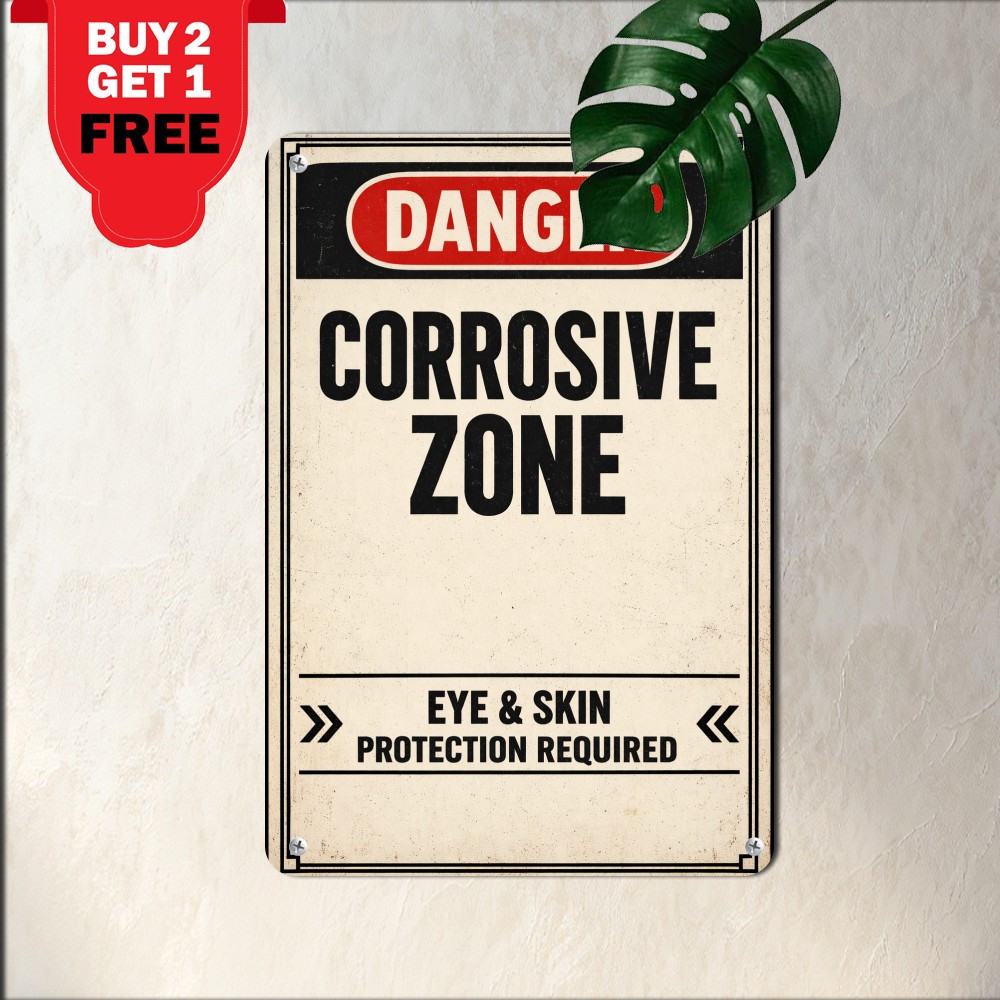 Hazardous Acid Area Danger Safety Sign Weatherproof Aluminum Business Plaque-image