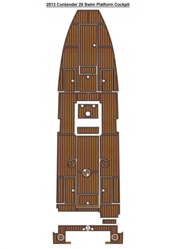 2013 Contender 28 Swim Platform Cockpit Pad Boat EVA Foam Faux Teak Deck Floor