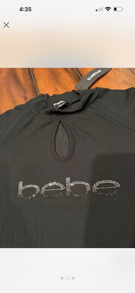 NWT Bedazzled Bebe Black Bodycon Dress