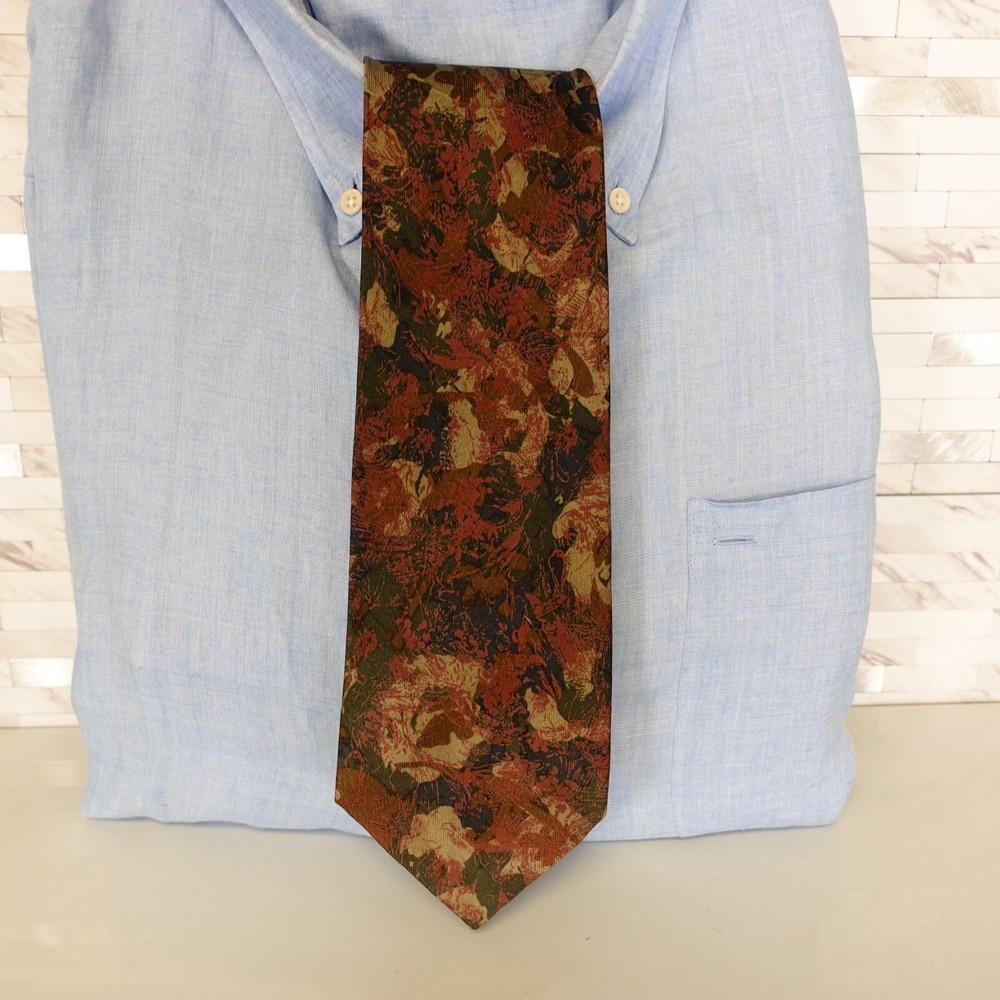 Neck Tie Mens Multicolor Floral Abstract Silk Graphic Art Wide Italy Vittorio-image