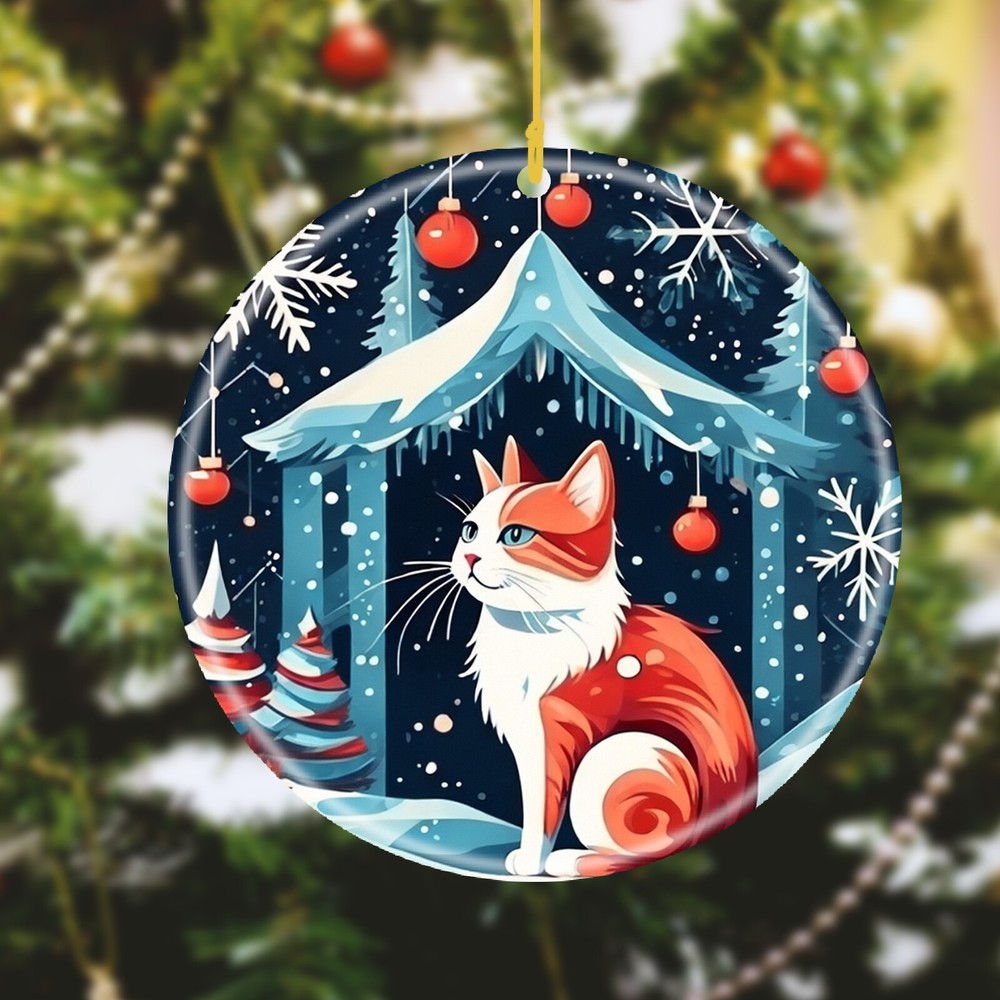 Custom text Name Personalized Image Ceramic Seasonal Ornament Christmas Accent-image