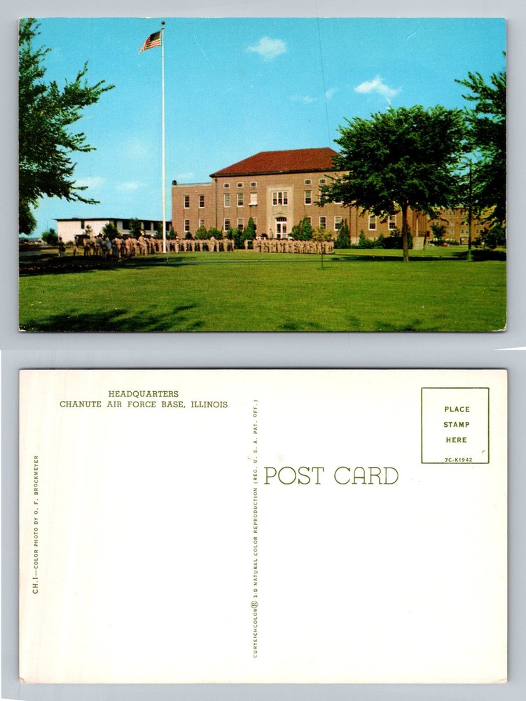 Rantoul, IL-Illinois, Chanute Air Force Base Headquarters Bldg. Vintage Postcard