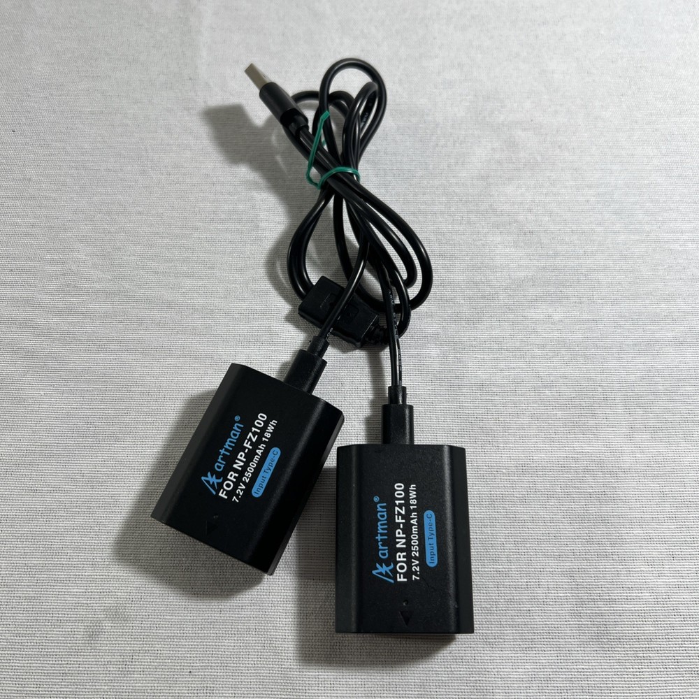 Artman Dual Battery  Charger for Sony NP-FZ100 w/ 2 Batteries & USB Cord Tested