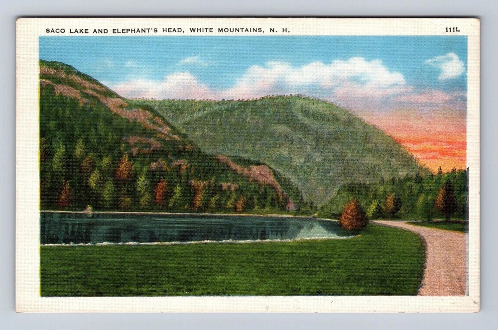 White Mountains NH-New Hampshire, Elephants Head, Saco Lake, Vintage Postcard