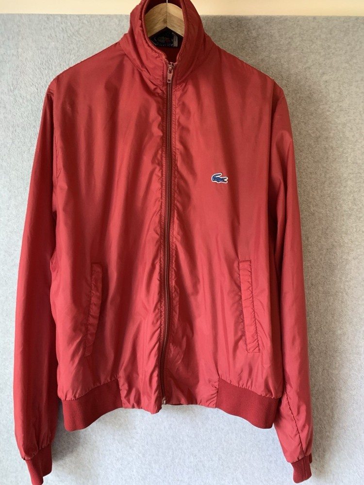 VTG Lacoste Izod Jacket Mens Large Red Lightweight Full Zip Windbreaker Nylon