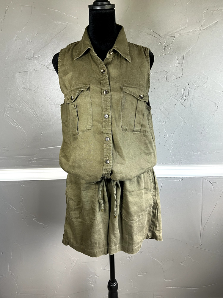 Lauren Ralph Lauren Women's Size 12 Green Linen Blend Jumpsuit