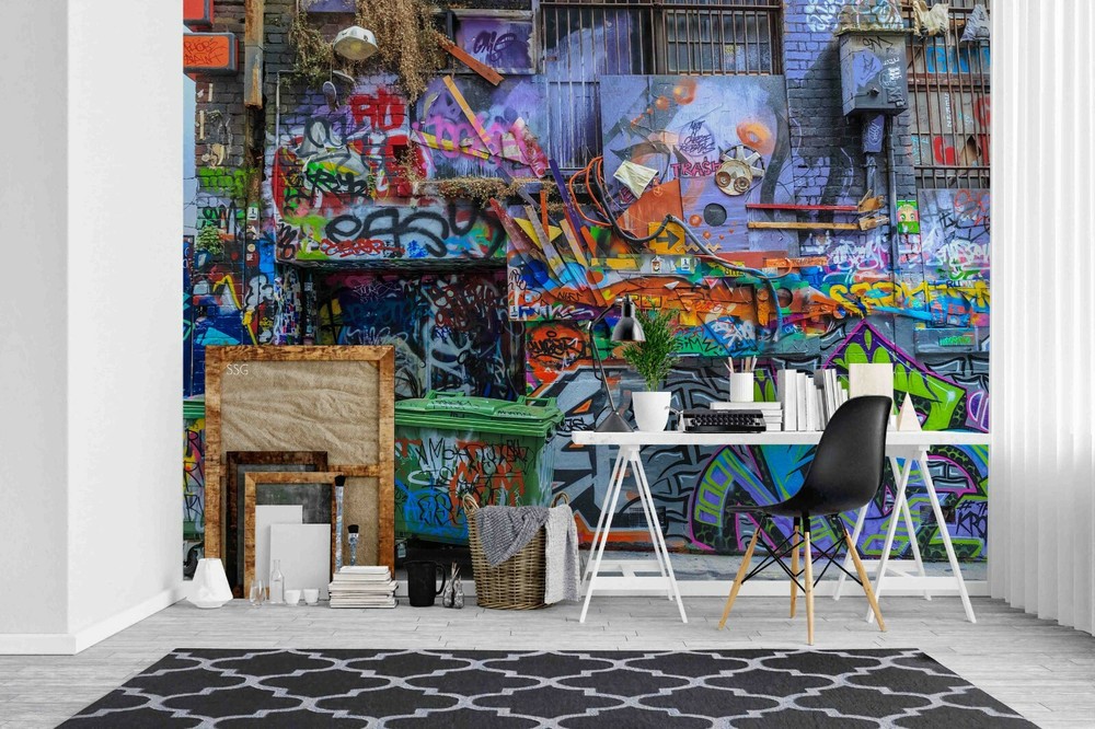 3D Architecture Art Graffiti Self-adhesive Removable Wallpaper Murals Wall 143