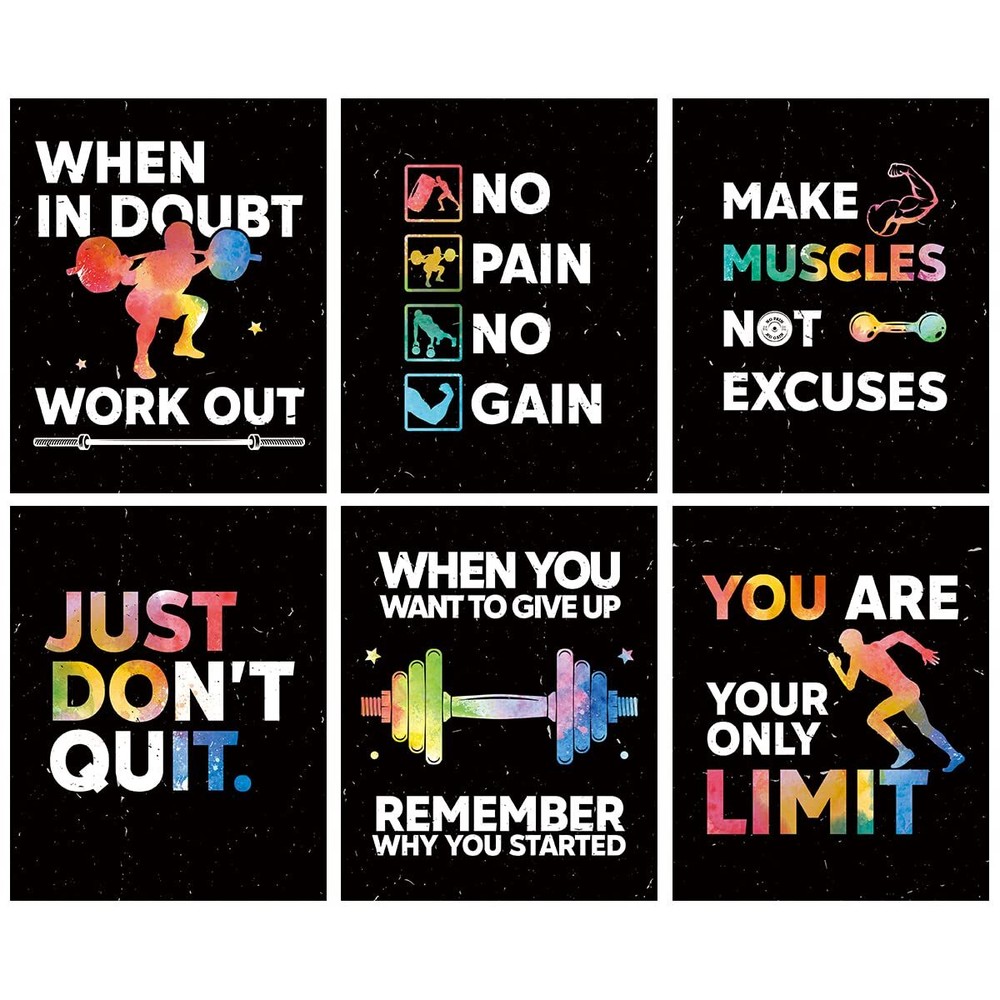 Motivational Gym Wall Art,Inspirational Workout Room Poster, Motivational Wor...