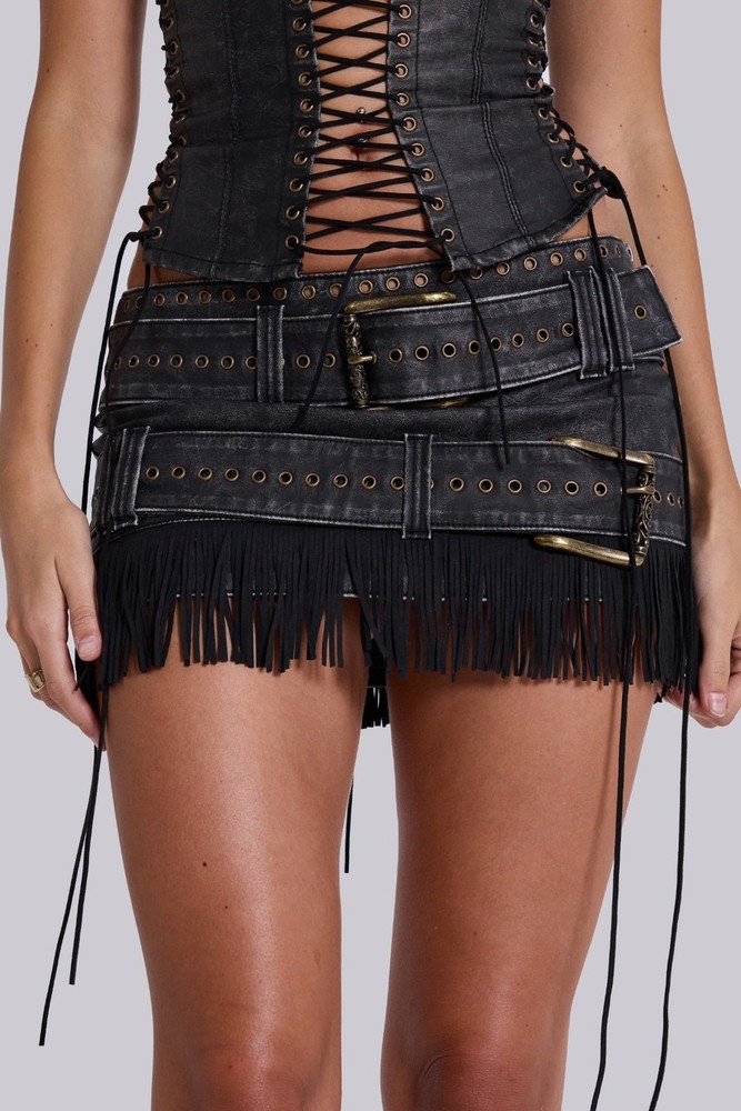Jaded London Odile Fuax Leather & Suede mini skirt