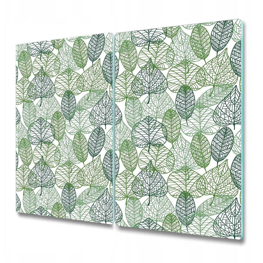 Glass Chopping Cutting Board Forest Leaves | Green Botanical Artwork | 2x30x52