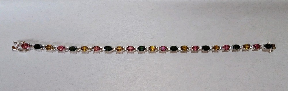 Sterling Silver Yellow, Pink, Green Citrine Multi-Gemstone 8