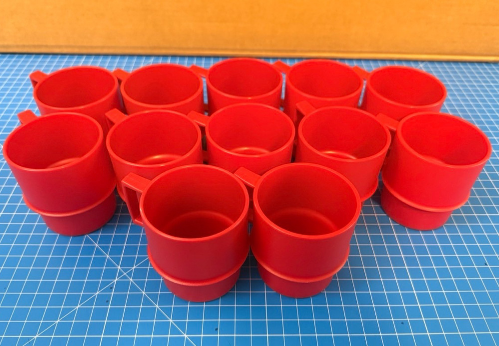12 Red Vintage Tupperware Stackable Coffee Cups Mugs