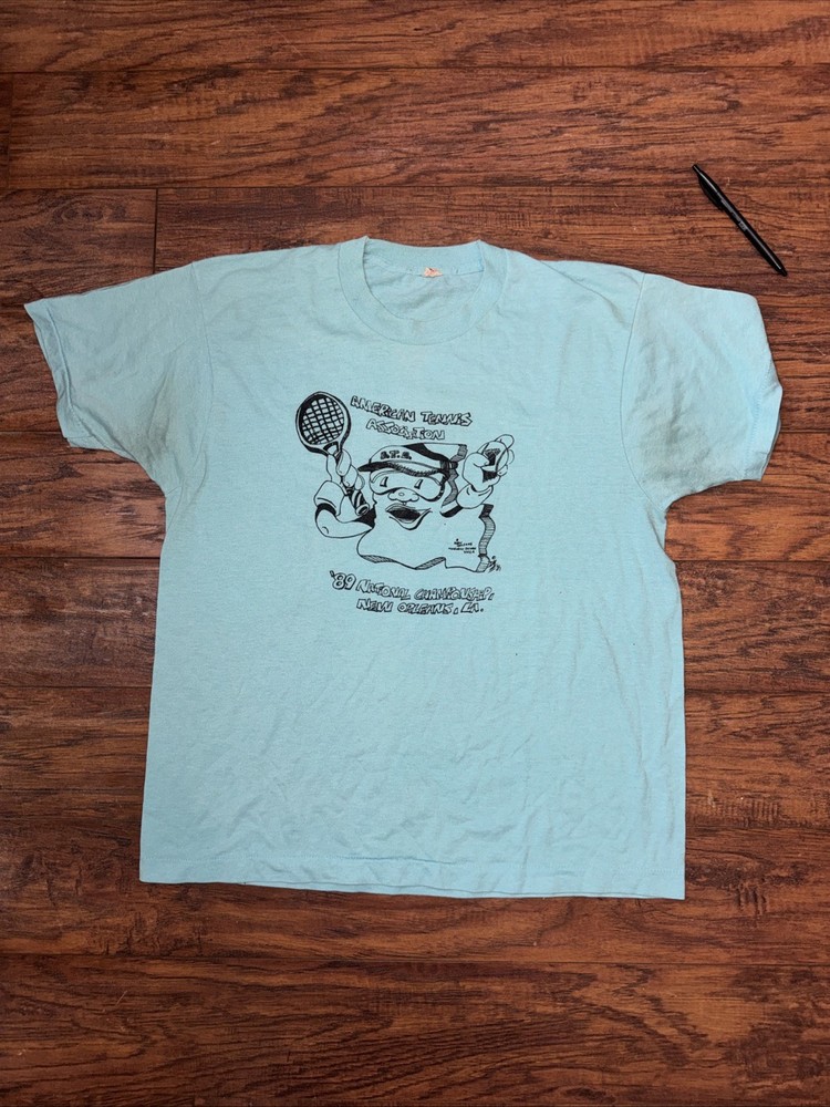 1989 Vintage American Tennis Association Championship New Orleans Blue T Shirt