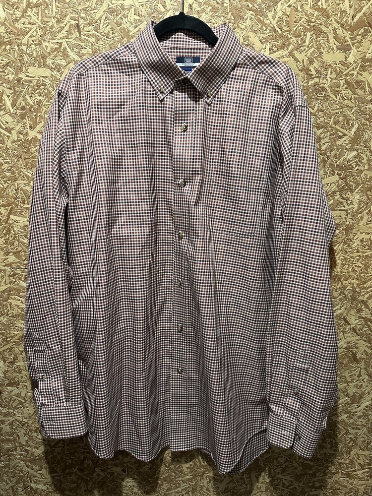 Denver Hayes Men’s Red Check Long Sleeve Button Down Size LT