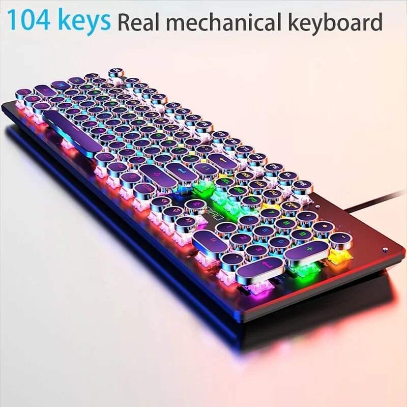 Mechanical Keyboard Blue Black Brown Switch 104 Keys USB Wired Gaming Keyboards