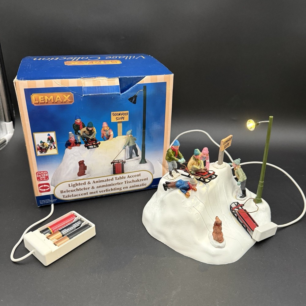 Lemax Christmas Village SIDEWINDER SLOPE Animated Table Accent #14330 W/box-image