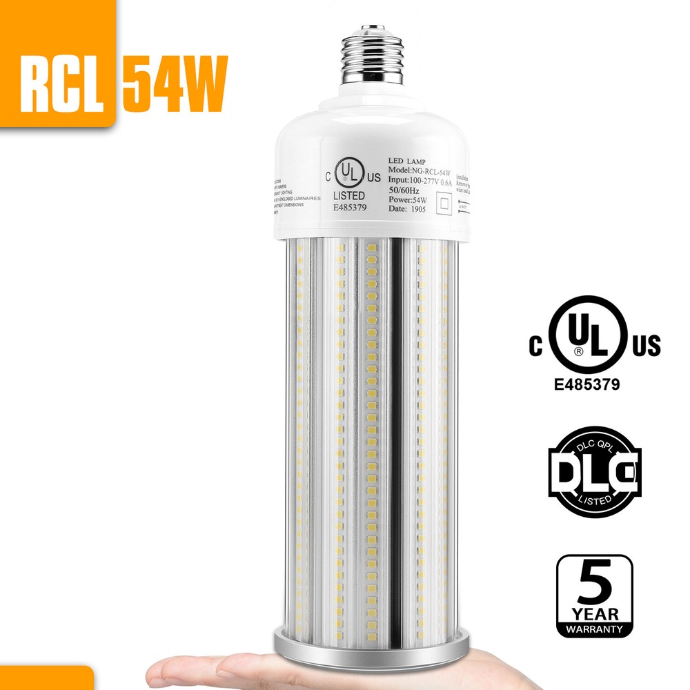 54W LED Corn Light Bulb 5000K Daylight Warehouse Workshop High Bay Lamp E39 Base