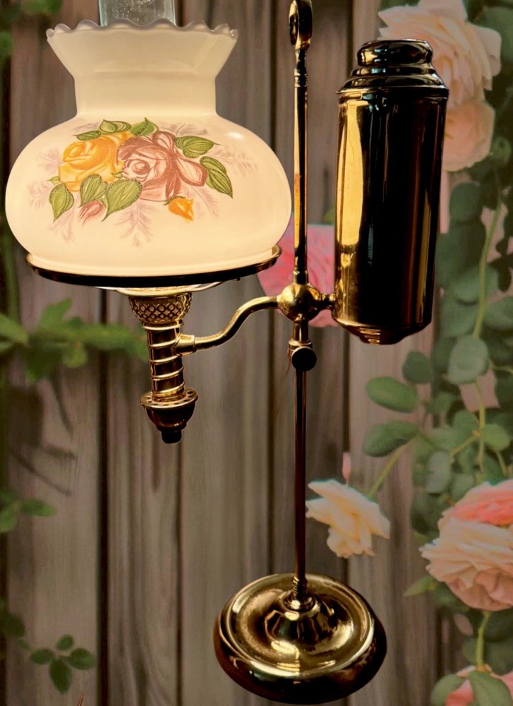 Antique 1879 Manhattan Brass Co. Single Burner Student Lamp-Electrified