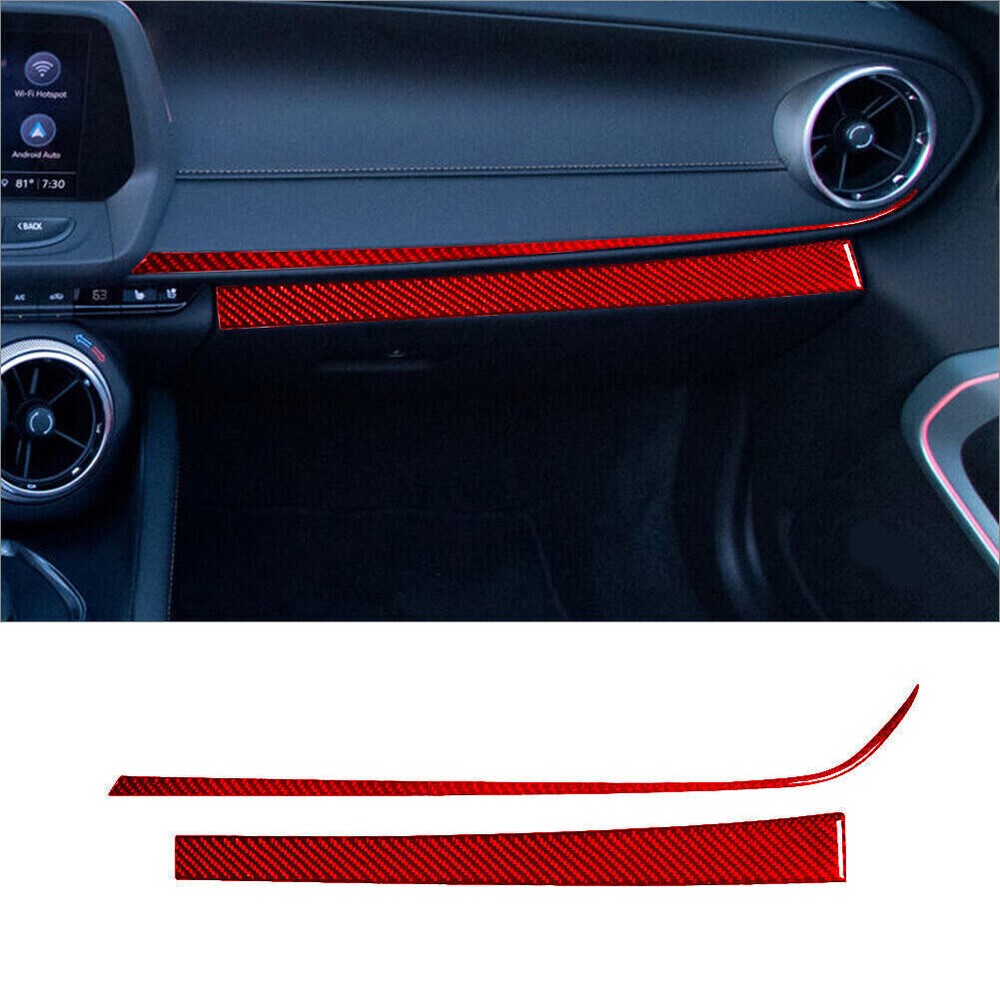 Chevrolet Camaro 16-22 Red Carbon Fiber Dash Trim Cover 2Pcs Passenger Side