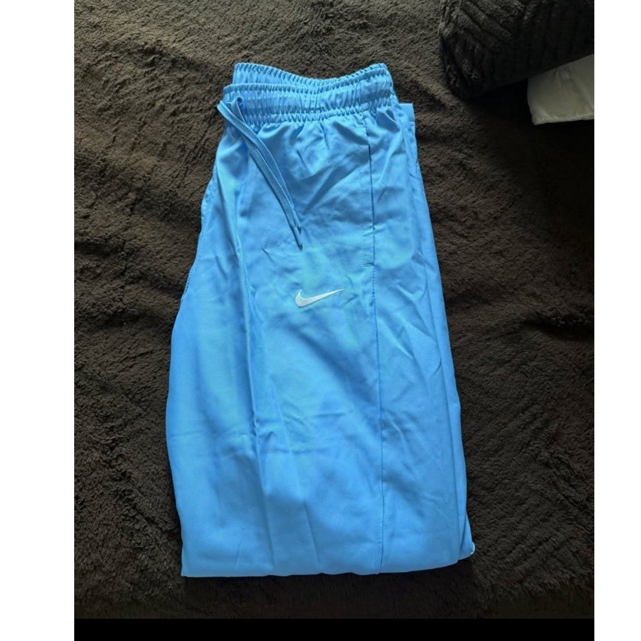 Nike Dri-FIT Men's Blue Track Pants Size M Straight Leg Mesh Elastic Waist
