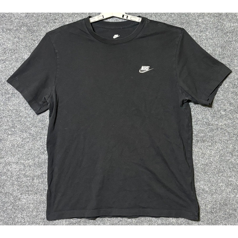 Nike Mens Large T-Shirt Black Embroidered Futura Logo Short Sleeve Crew Neck