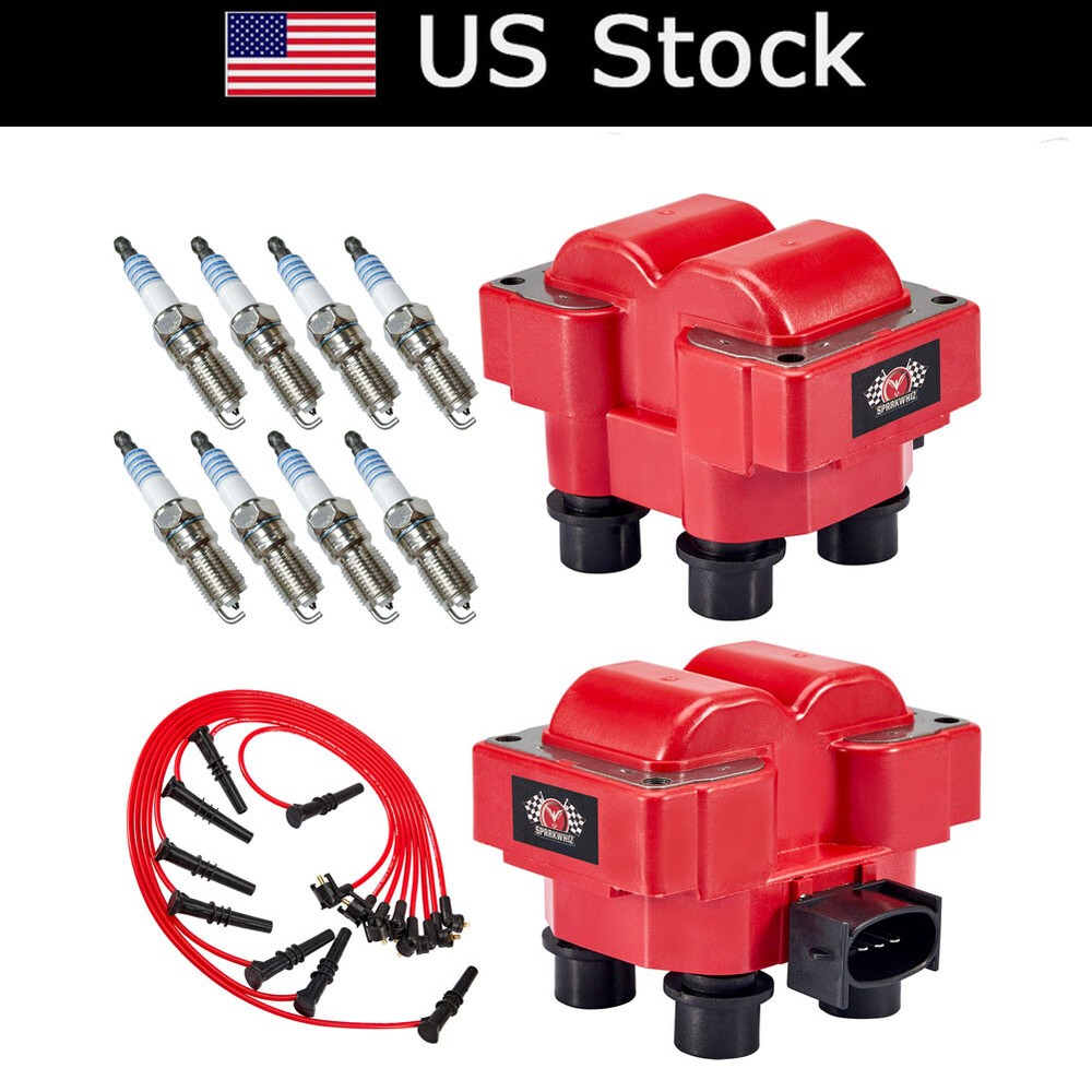 High-Performance Ignition Coils FD487 with 8X Spark Plugs & Wires for Ford F150 F250 Lincoln Mercury