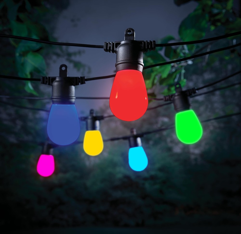 Indoor/Outdoor 24-Light 48 ft. Smart Plug-in Cafe String RGBW Color Changing ...