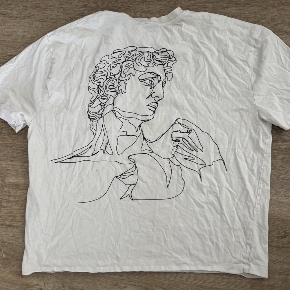 ASOS DESIGN White Crew Neck Short Sleeve Men's T-Shirt M Cotton Graphic Art Logo