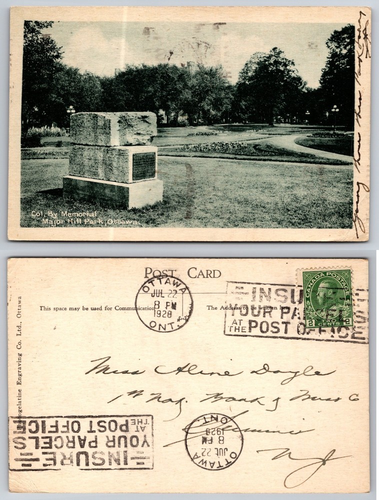Colonel Memorial Monument Toronto Canada Postcard