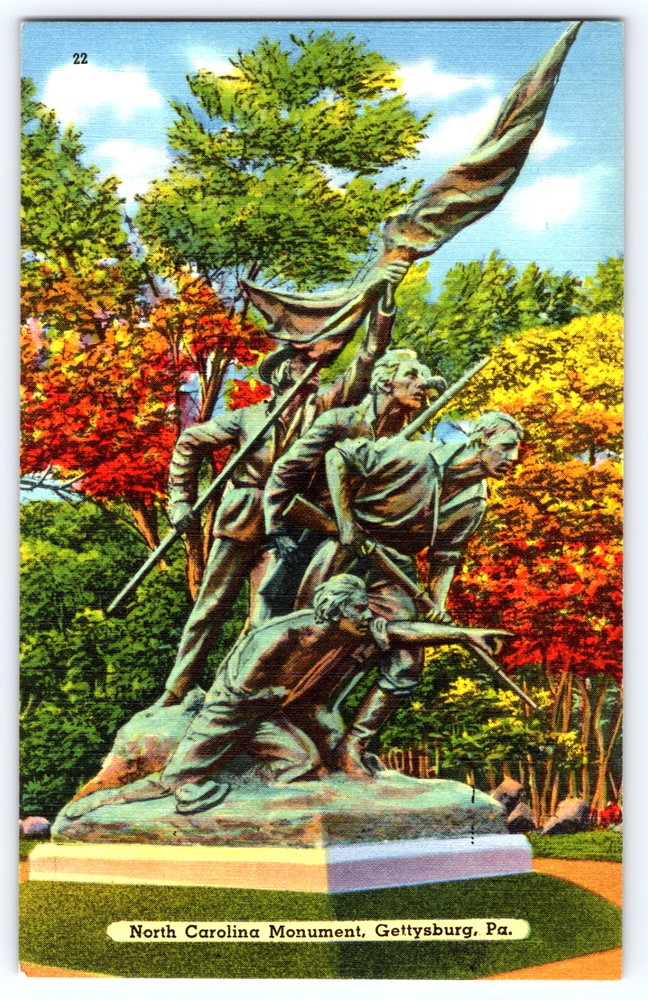 Vintage Postcard Gettysburg Pennsylvania USA North Carolina Bronze Monument