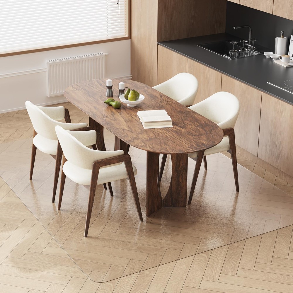 Plastic Floor Mat for Home, 5'x7' Waterproof Area Rug for Dining Room Table, ...