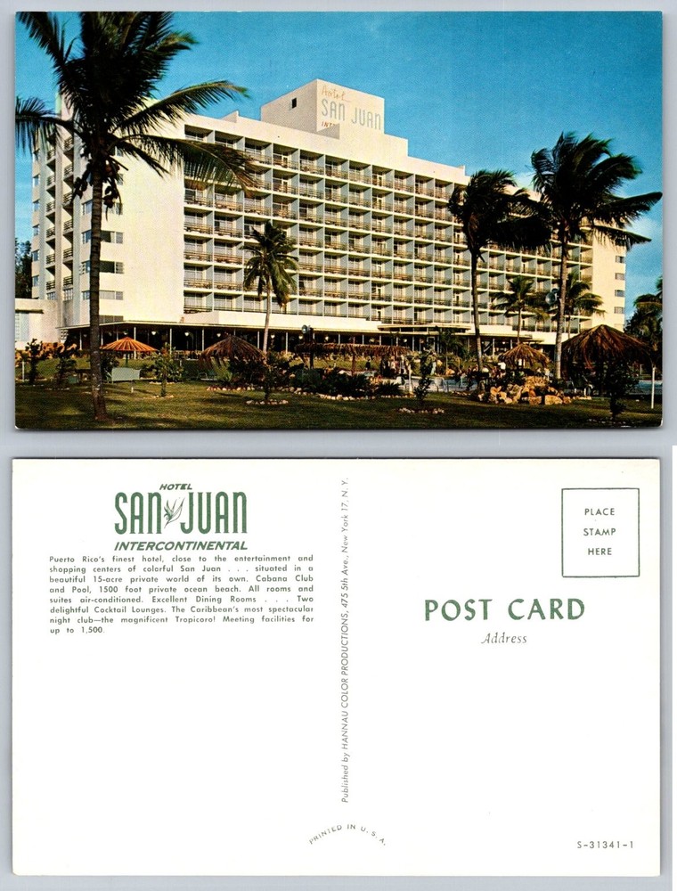 Vintage Hotel San Juan Intercontinental Puerto Rico Postcard