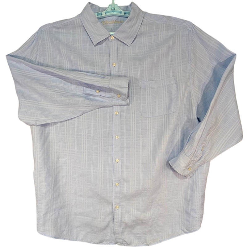 Caribbean Button Up Shirt Mens 3XB Linen Blue Coastal Resortwear Island Cruise
