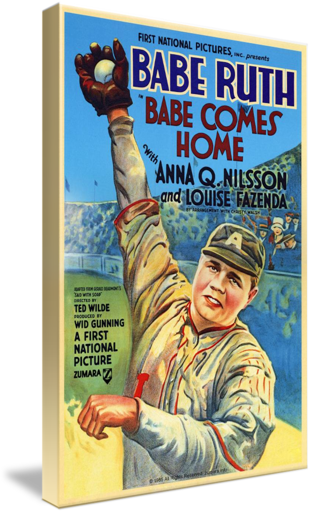 Movie Canvas - Babe Ruth Baseball Vintage Film Poster Ad, 3 Sizes