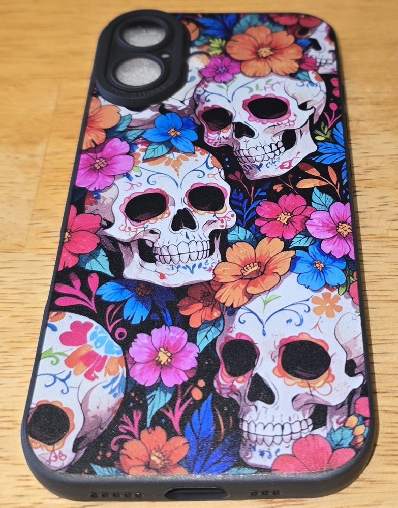 Apple iPhone 17 Skulls And Flowers Cell Phone Case Silicone Drop Resistant