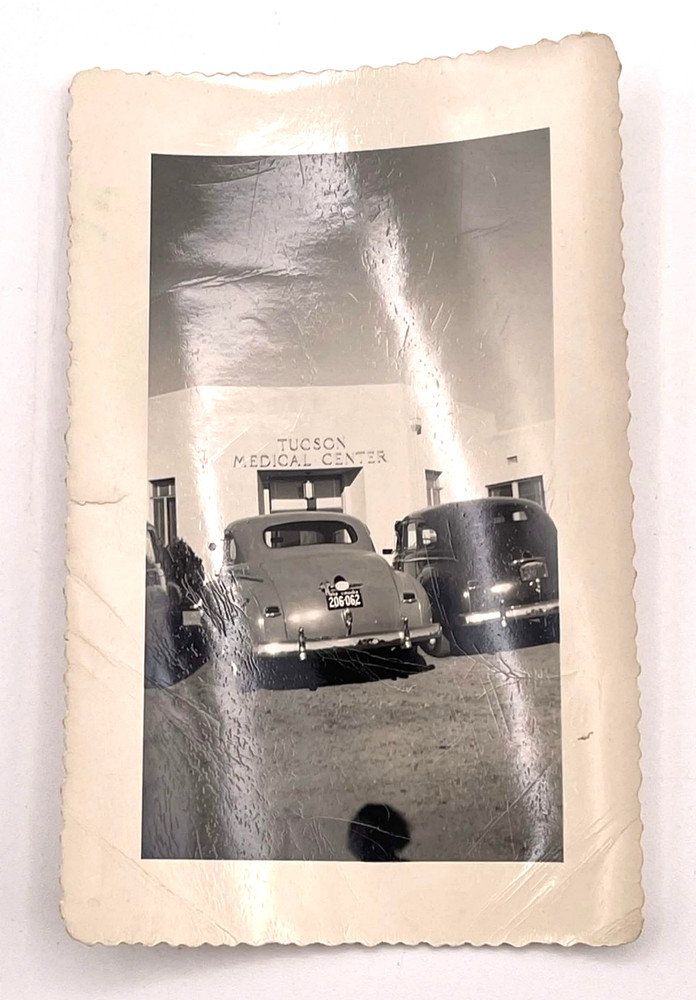 Tucson AZ Medical Center Cars Parking Lot Snapshot Photo 1940s Arizona