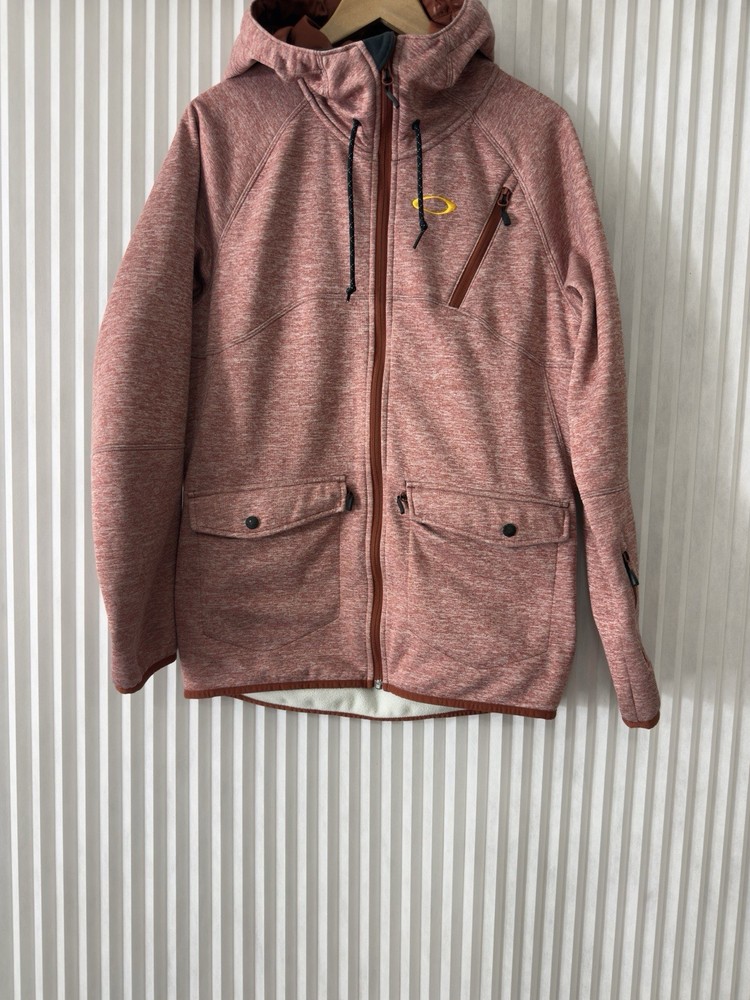Oakley Jacket Mens Medium  Red Fleece Lined Pockets Hood Full Zip Snowboard Ski
