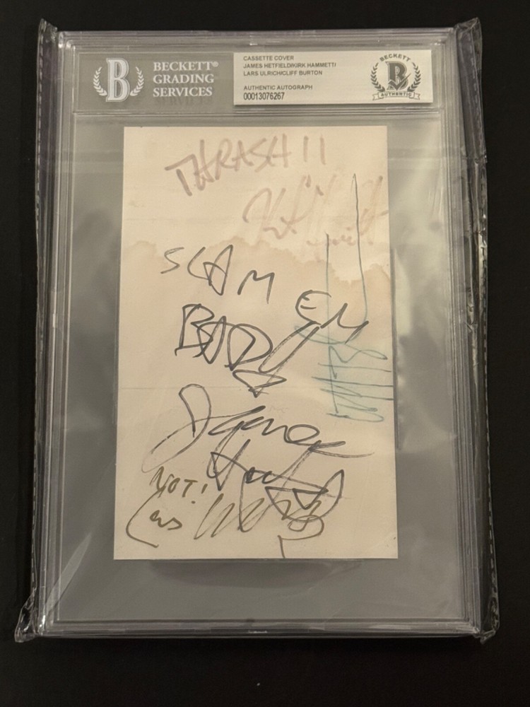 METALLICA - SIGNED KILL'EM ALL CASSETTE COVER - BURTON, HETFIELD, LARS, KIRK BAS
