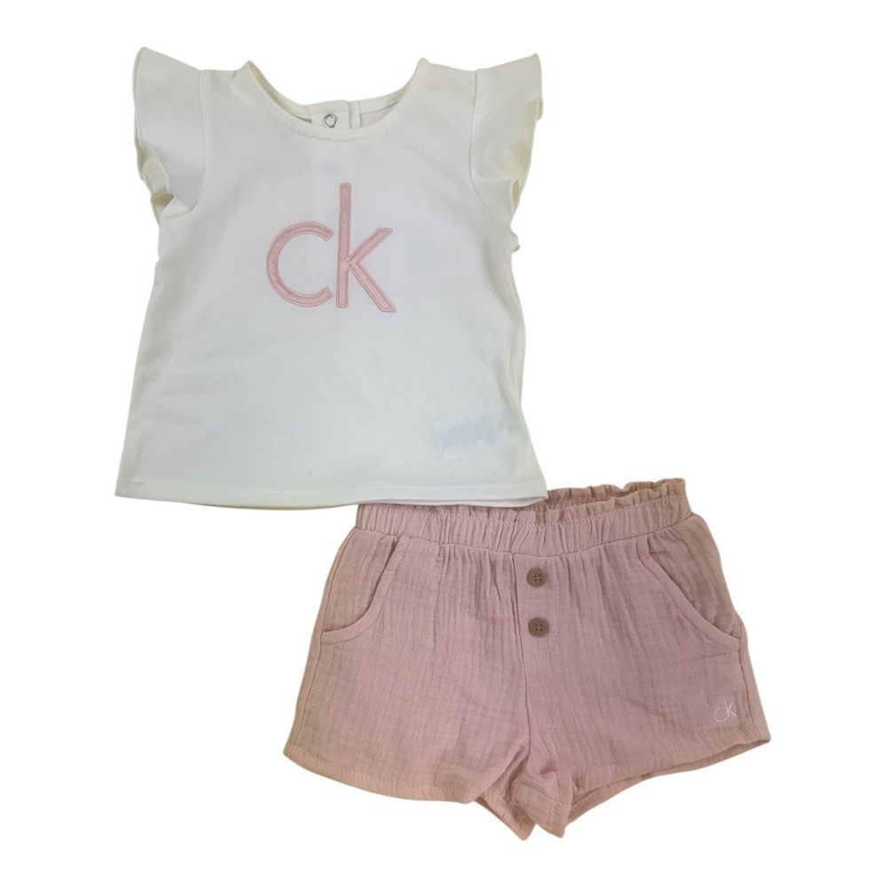 Calvin Klein Girls  2- Piece Short Set  Size 12M, 18M, 24M