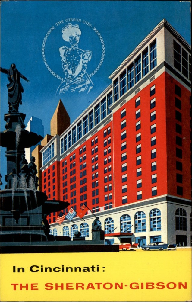 Sheraton Gibson Hotel Cincinnati Ohio vintage postcard f228