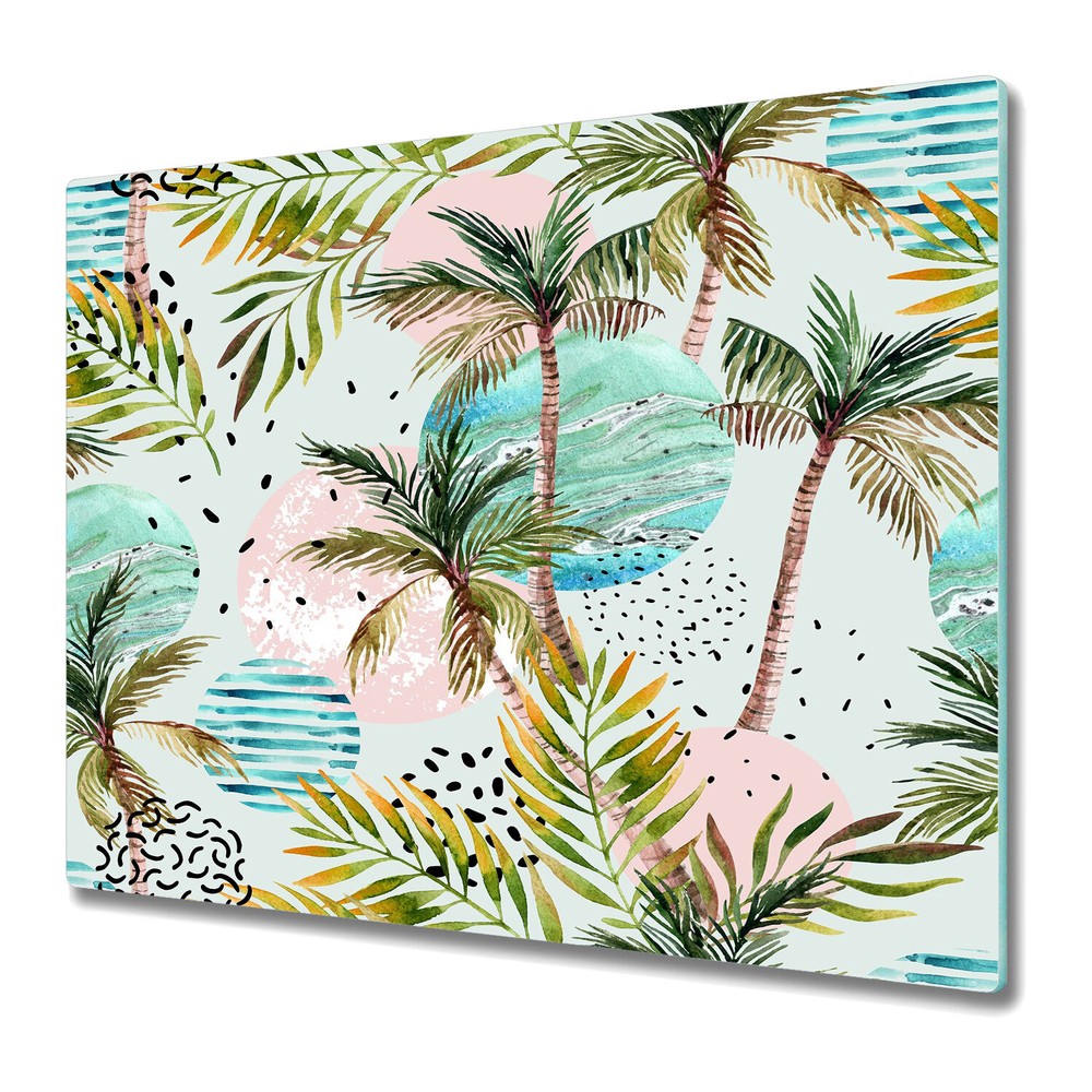 Glass Kitchen Chopping Board Abstract Summertime | Hawaii Palm Trees | | 60x52-image