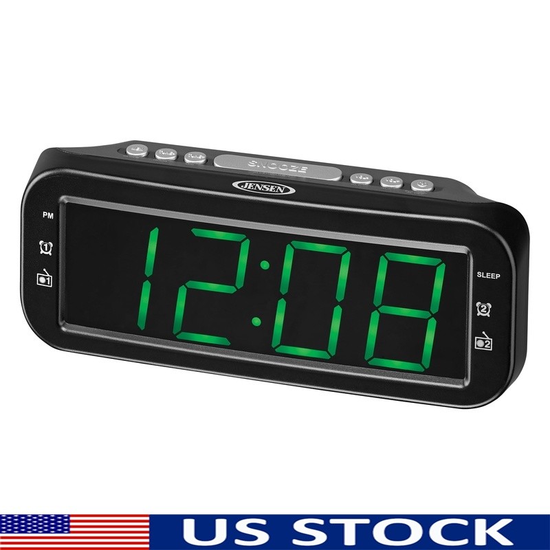 Digital AM FM Alarm Clock with 1.8 Inch LED Display Dual Alarm AUX Input