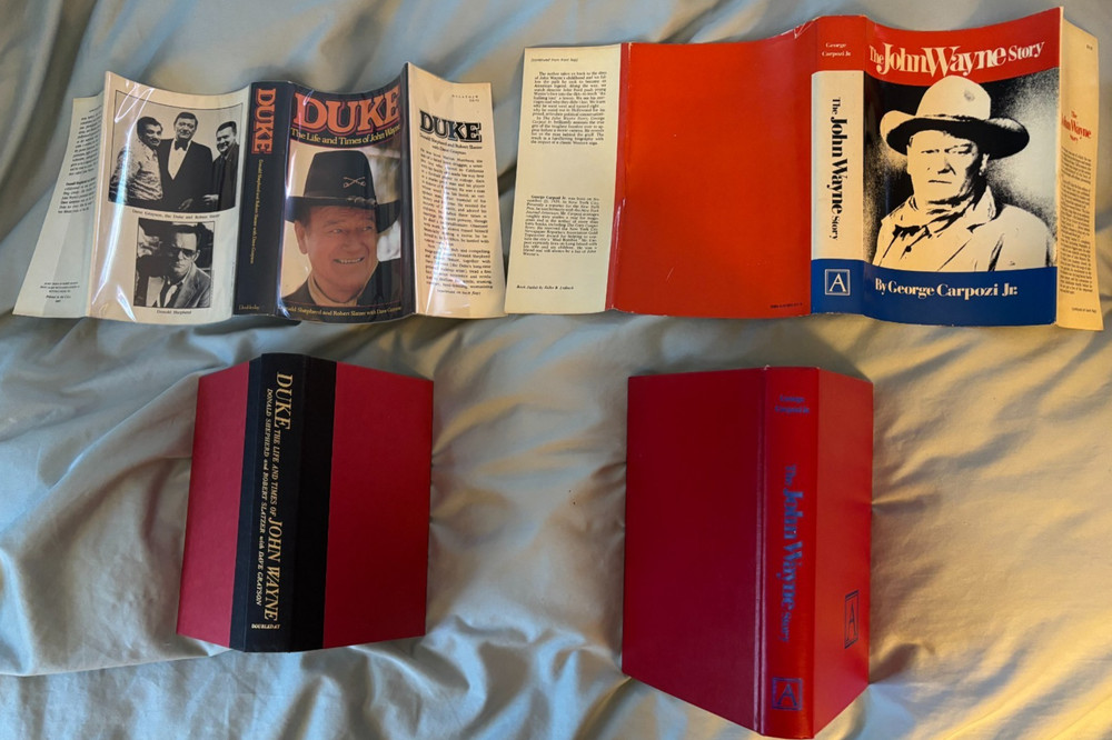2 Biographies - John Wayne - movie tie-in DJs VG+ 1979 & 1985