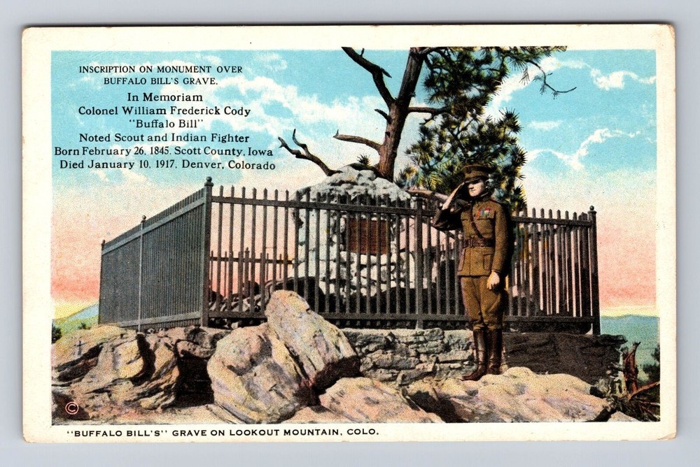 Lookout Mountain CO-Colorado, Buffalo Bill's Grave, Antique, Vintage Postcard