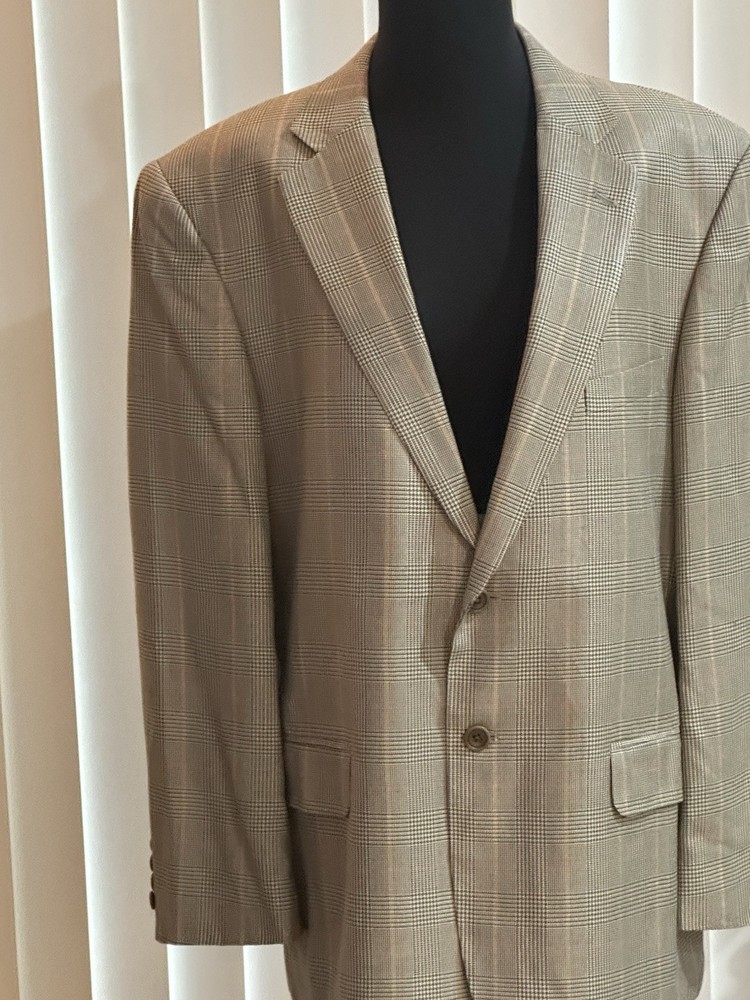LAUREN RALPH LAUREN Tan Linen Blend 2 Button Blazer Jacket Size 42S Coat