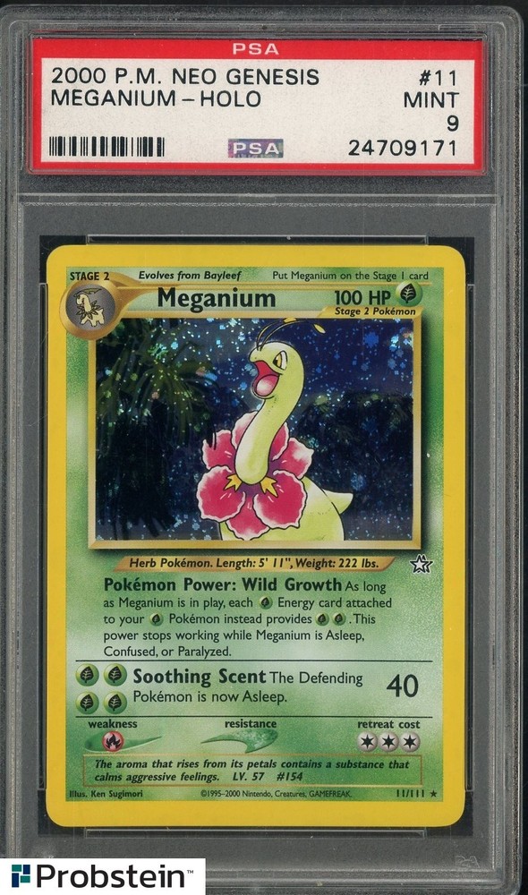 2000 Pokemon Neo Genesis #11 Meganium Holo PSA 9 MINTPROBSTEIN is actively accepting consignments !!