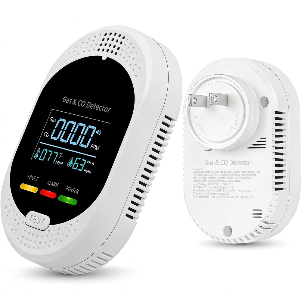 4-in-1 Carbon Monoxide and Natural Gas Detector, CO and Combustible Gas, Temp...