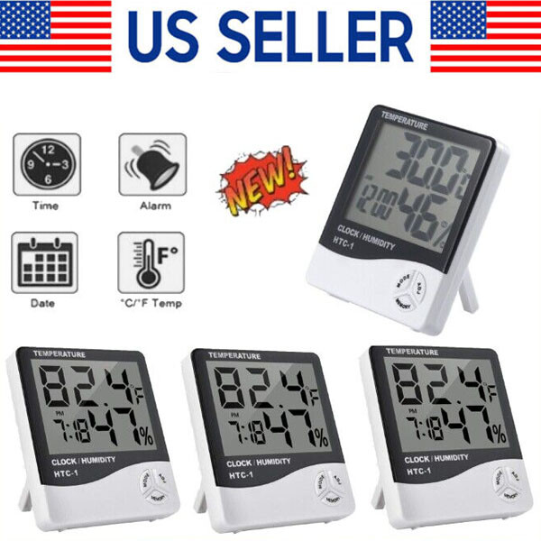 Thermometer Indoor Digital LCD Hygrometer Temperature Humidity Meter Alarm Clock